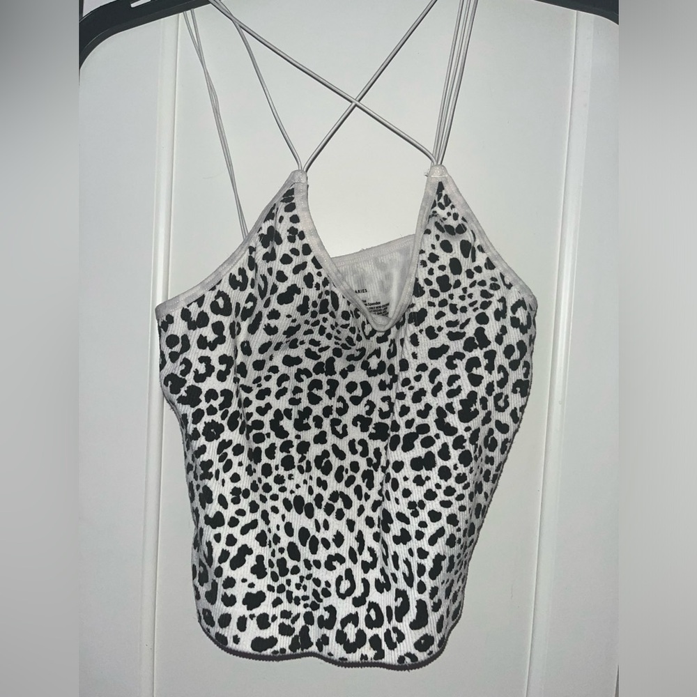 No Boundaries black and white cheetah print crop top
